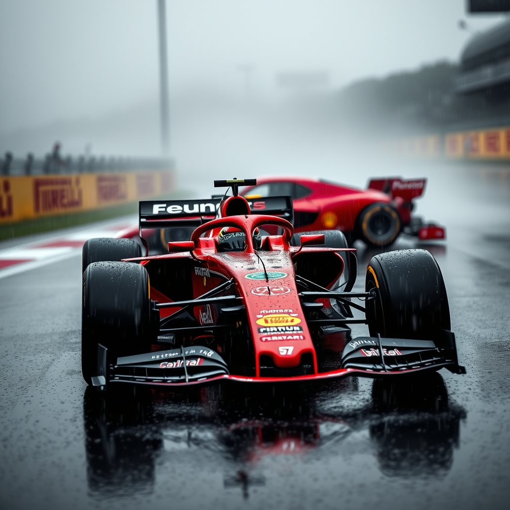 revivez la deuxième journée du grand prix de f1 à barcelone avec hamilton affrontant la pluie au volant de la ferrari sf